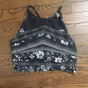 Black patterned crop top
